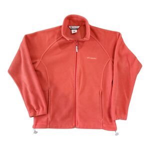 Columbia Jacket Women's Size Large Full Zip Orange Fleece with Zippered Pockets